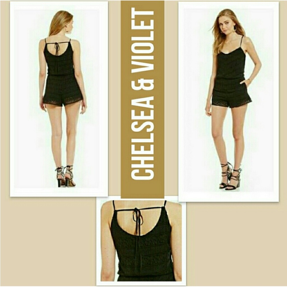 Chelsea & Violet size L black crocheted romper